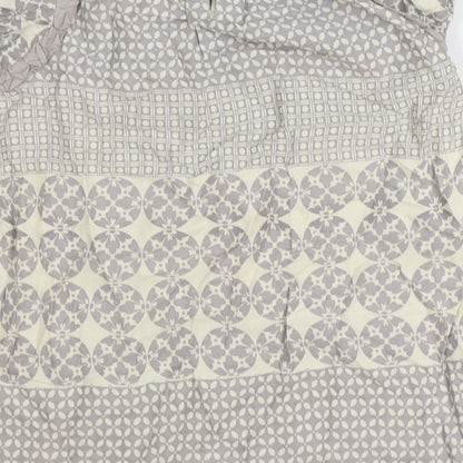 Monsoon Girls Grey Geometric Cotton Basic Blouse Size 9-10 Years Boat Neck Button
