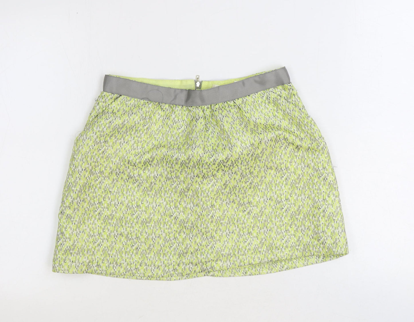 Grace & Mila Womens Green Geometric Polyester Mini Skirt Size M Zip