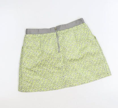 Grace & Mila Womens Green Geometric Polyester Mini Skirt Size M Zip