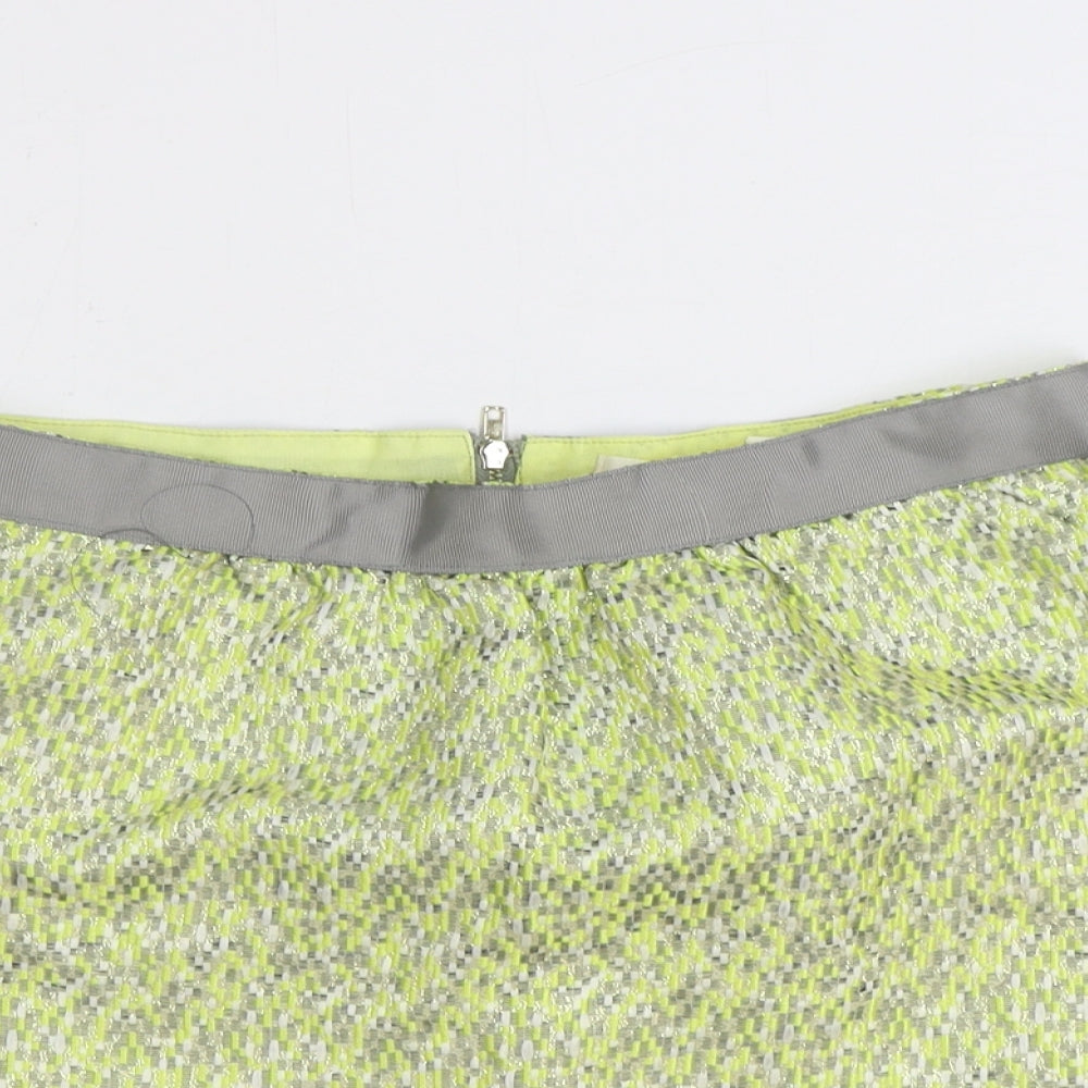 Grace & Mila Womens Green Geometric Polyester Mini Skirt Size M Zip