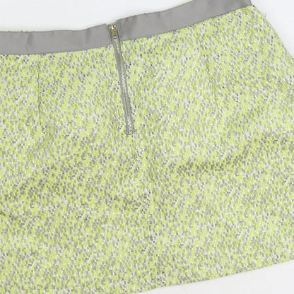 Grace & Mila Womens Green Geometric Polyester Mini Skirt Size M Zip