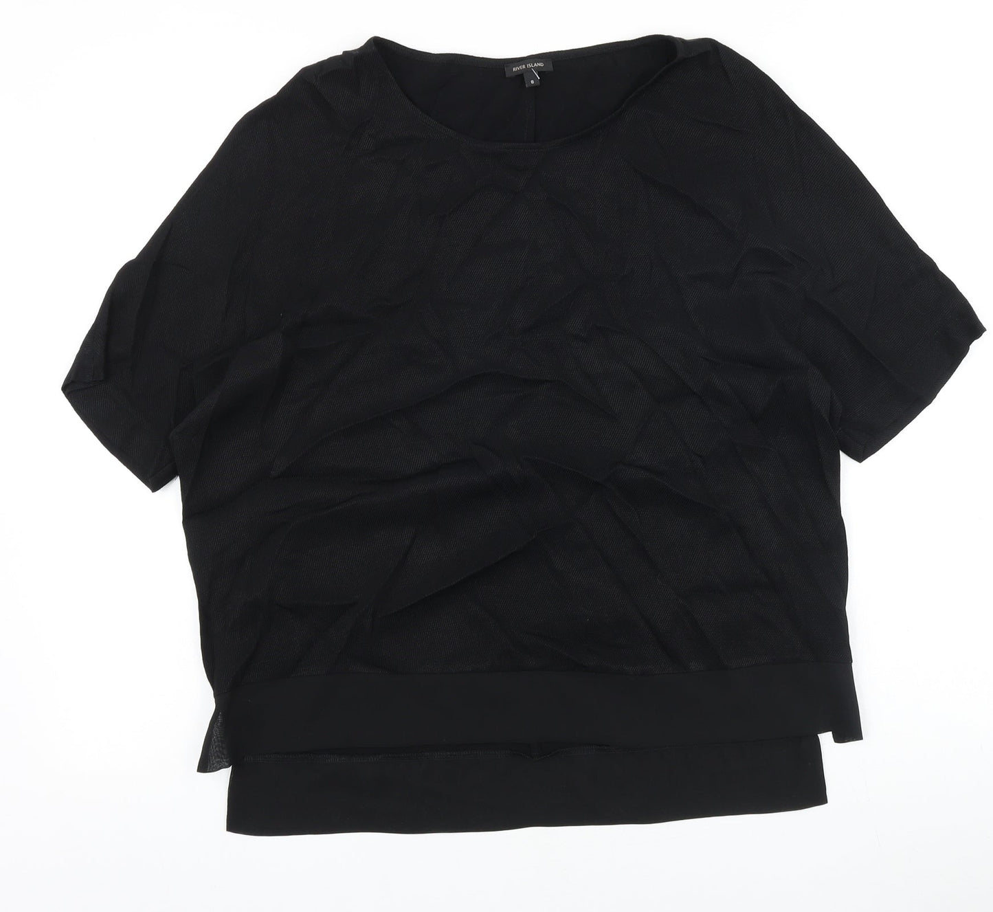 Womens UK Size 8 River Island Black Basic T-Shirt