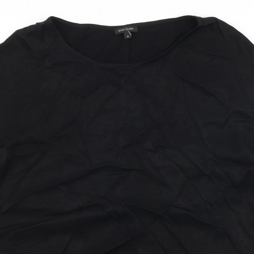 Womens UK Size 8 River Island Black Basic T-Shirt