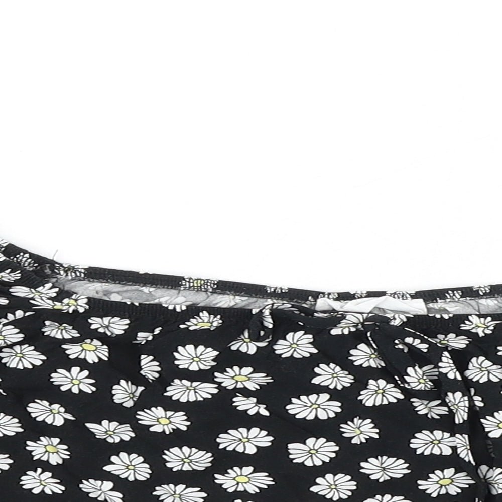 Primark Womens Black Geometric Viscose Cropped Tank Size 8 Off the Shoulder - Daisy Print