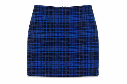 MICHELE Womens Blue Plaid Polyester Straight & Pencil Skirt Size 8 Zip