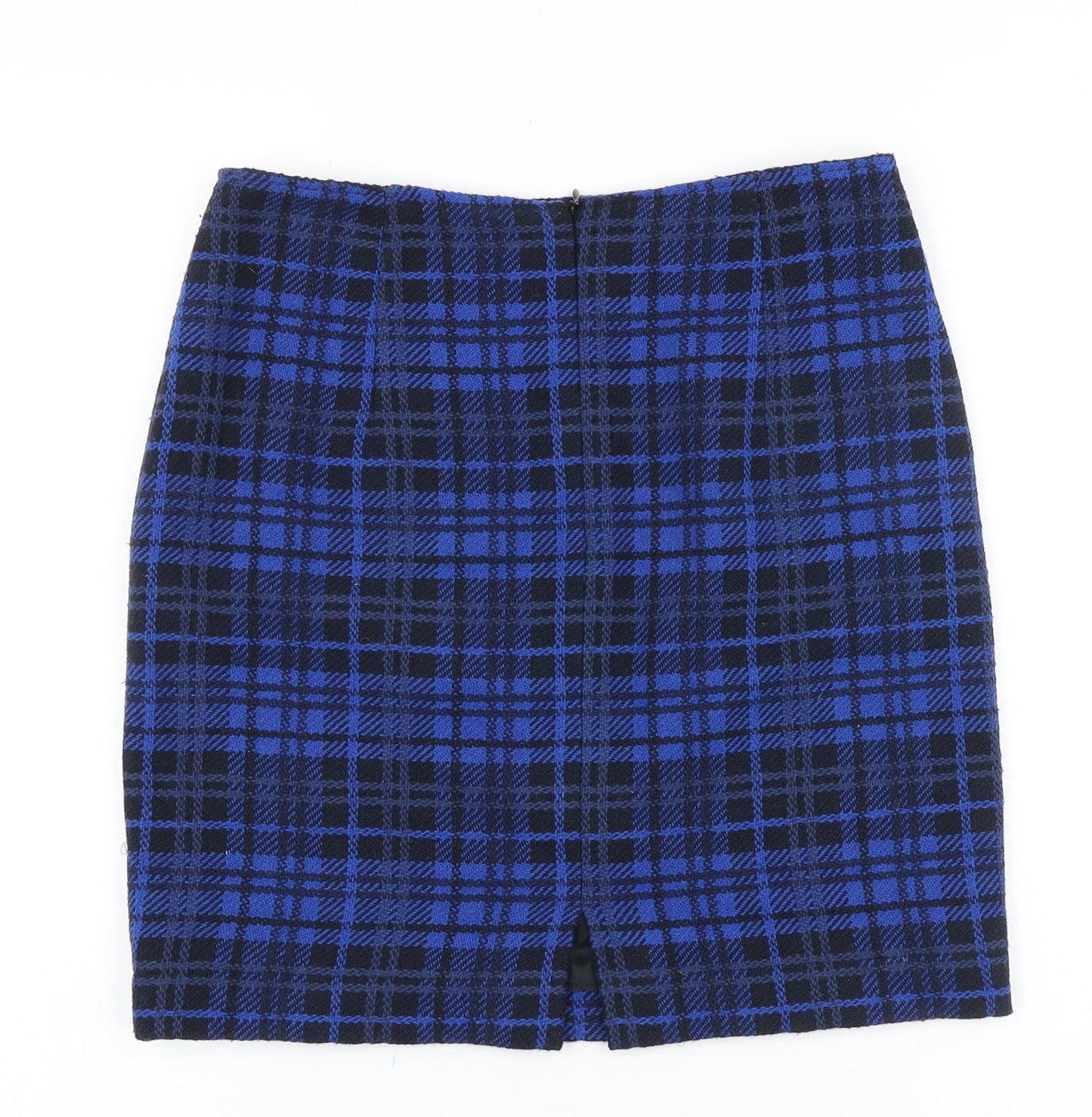 MICHELE Womens Blue Plaid Polyester Straight & Pencil Skirt Size 8 Zip
