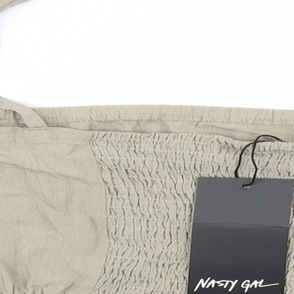 Womens UK Size 12 Nasty Gal Beige Cropped Blouse