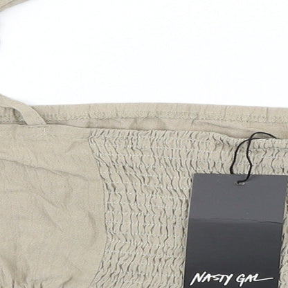 Womens UK Size 12 Nasty Gal Beige Cropped Blouse