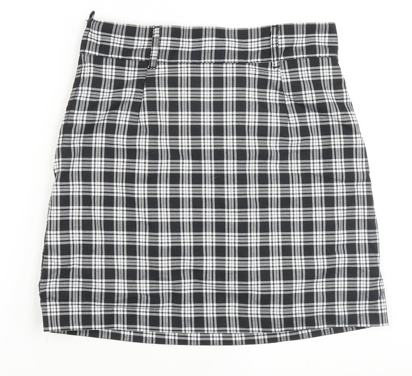 H&M Womens Black Plaid Polyester Straight & Pencil Skirt Size 10 Zip