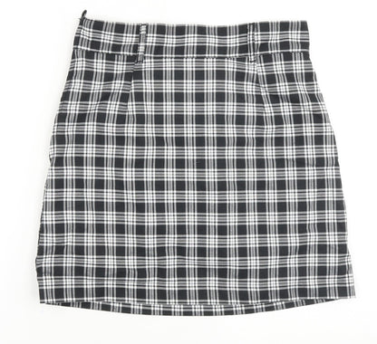 H&M Womens Black Plaid Polyester Straight & Pencil Skirt Size 10 Zip