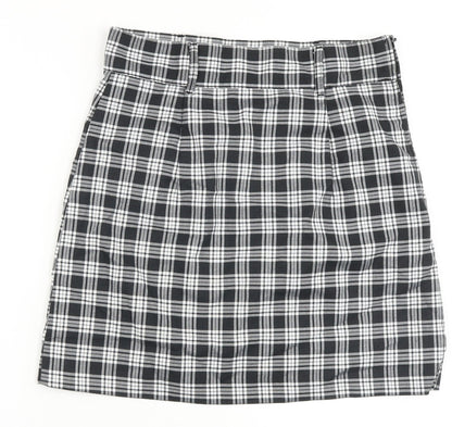 H&M Womens Black Plaid Polyester Straight & Pencil Skirt Size 10 Zip
