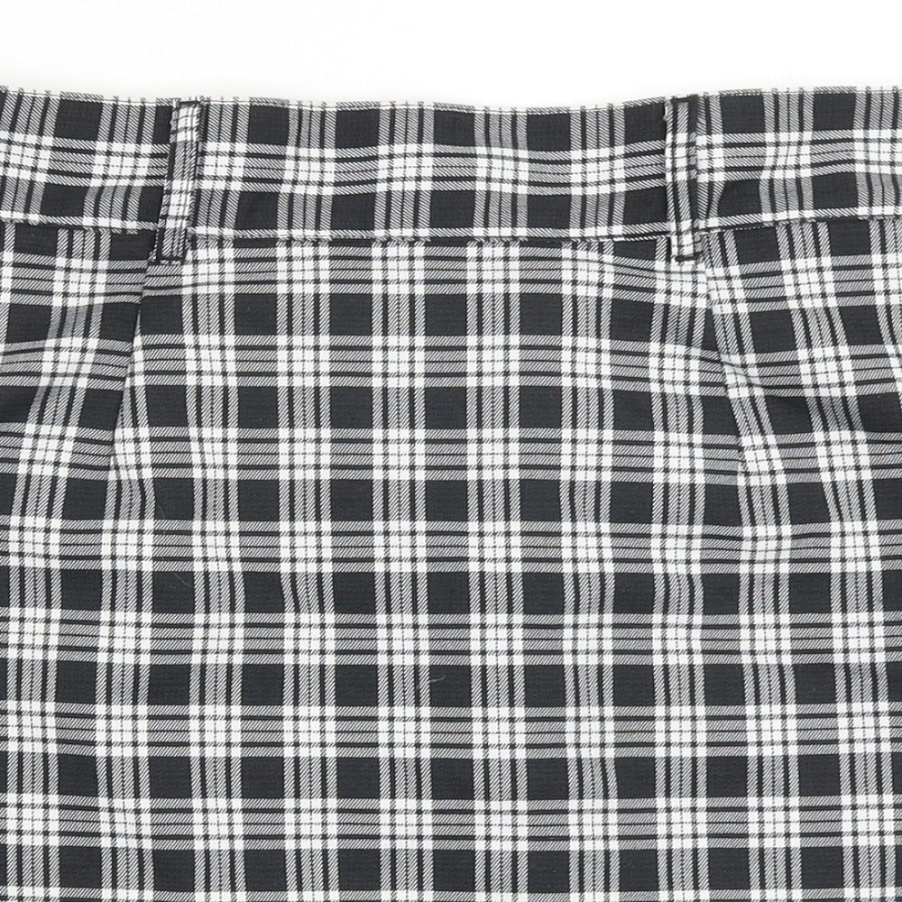 H&M Womens Black Plaid Polyester Straight & Pencil Skirt Size 10 Zip