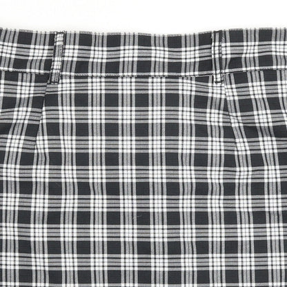 H&M Womens Black Plaid Polyester Straight & Pencil Skirt Size 10 Zip