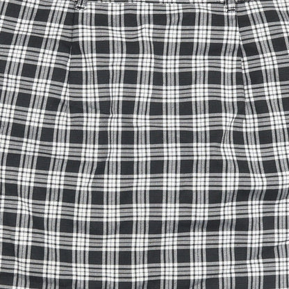 H&M Womens Black Plaid Polyester Straight & Pencil Skirt Size 10 Zip