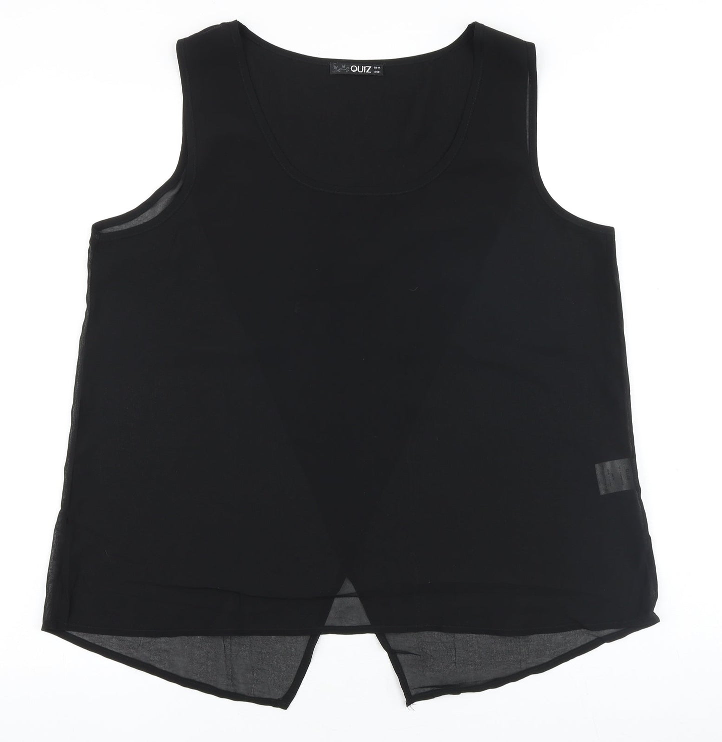 Quiz Womens Black Polyester Basic Tank Size 14 Scoop Neck