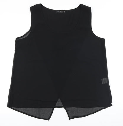 Quiz Womens Black Polyester Basic Tank Size 14 Scoop Neck