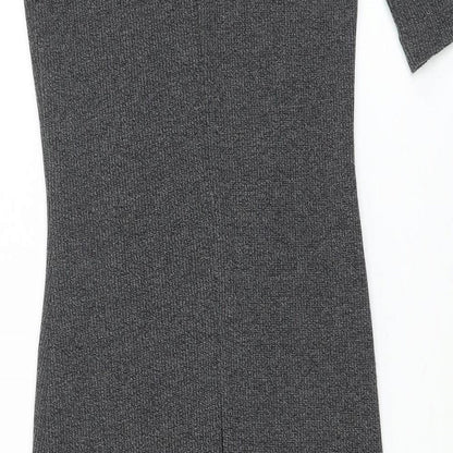 Mango Womens Grey Polyester Bodycon Size XS Round Neck Zip
