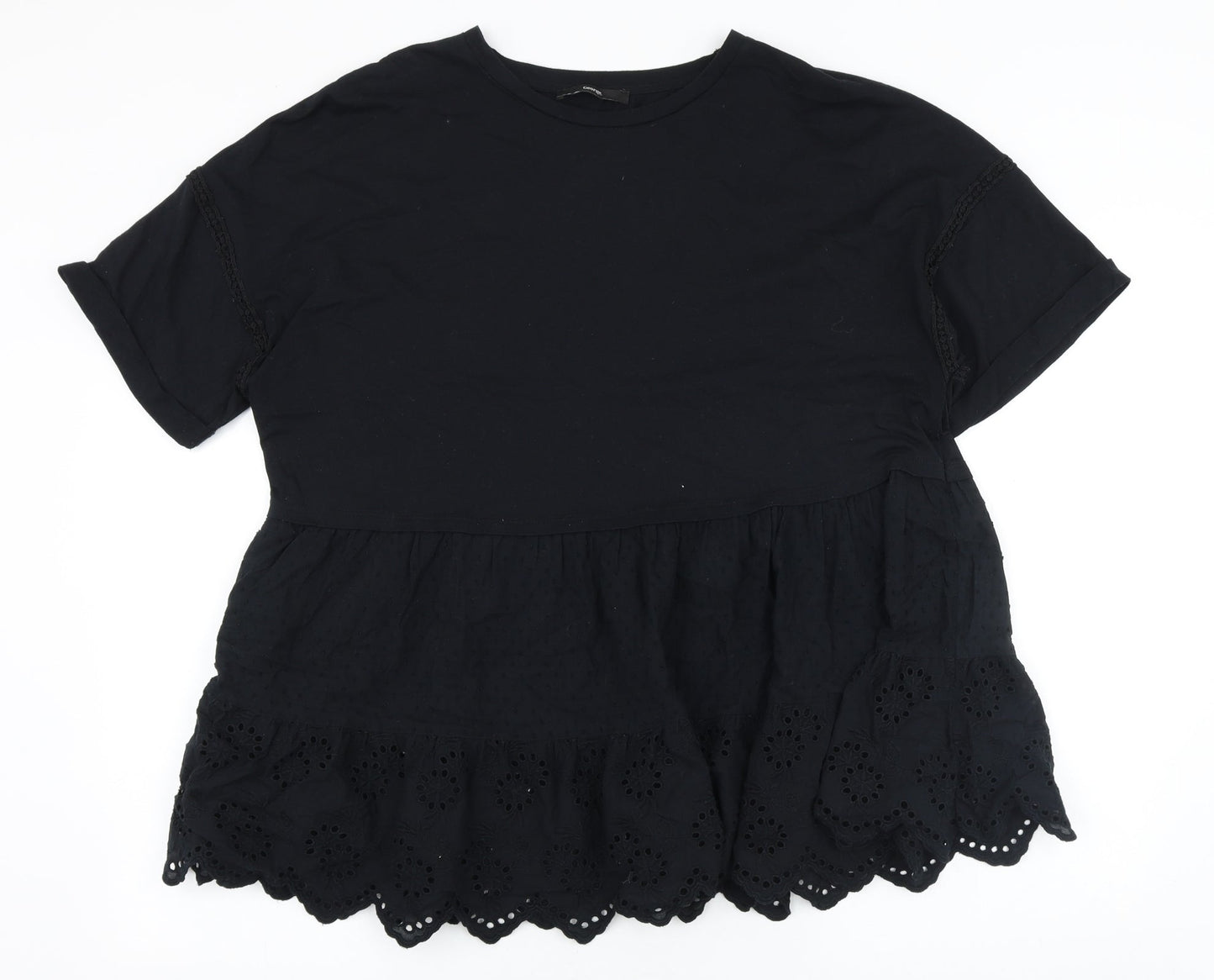 George Womens Black Polyester Basic Blouse Size 18 Round Neck