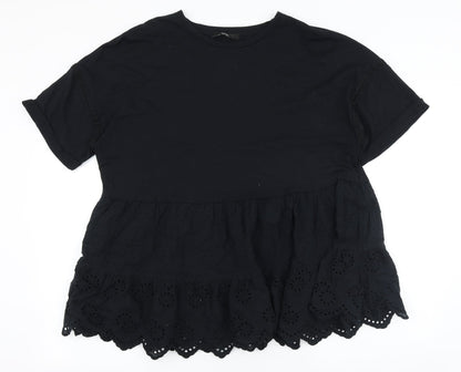 George Womens Black Polyester Basic Blouse Size 18 Round Neck