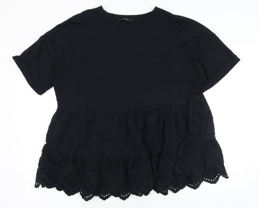 George Womens Black Polyester Basic Blouse Size 18 Round Neck