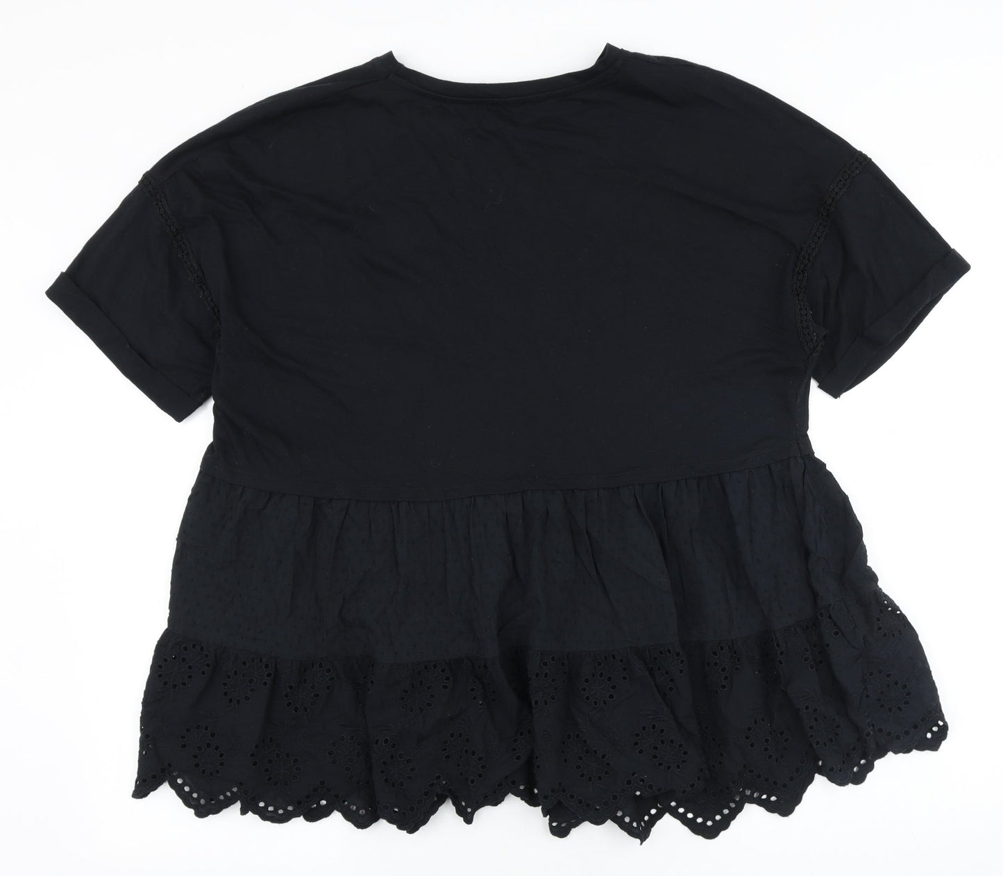 George Womens Black Polyester Basic Blouse Size 18 Round Neck