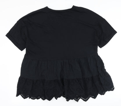 George Womens Black Polyester Basic Blouse Size 18 Round Neck