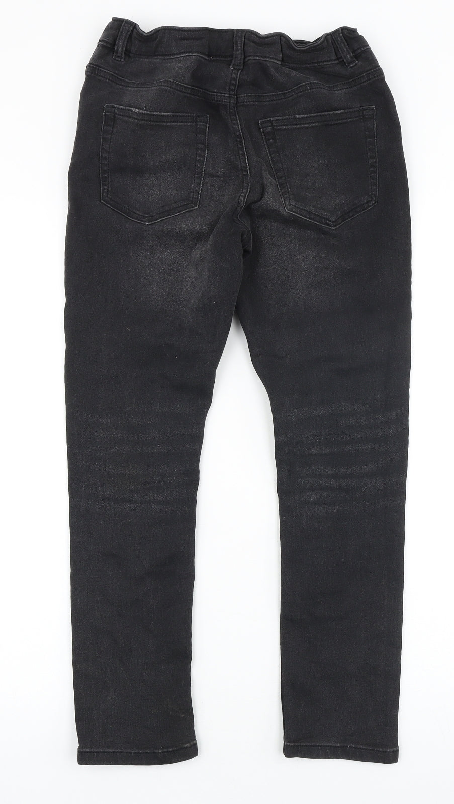 Marks and Spencer Girls Black Cotton Straight Jeans Size 10-11 Years Slim Zip