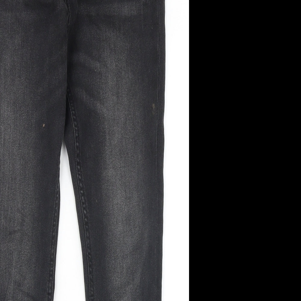 Marks and Spencer Girls Black Cotton Straight Jeans Size 10-11 Years Slim Zip