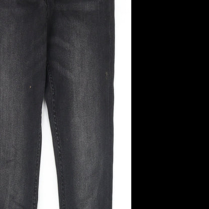 Marks and Spencer Girls Black Cotton Straight Jeans Size 10-11 Years Slim Zip