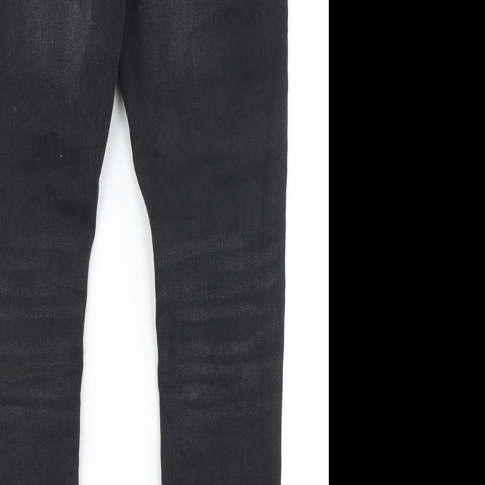 Marks and Spencer Girls Black Cotton Straight Jeans Size 10-11 Years Slim Zip