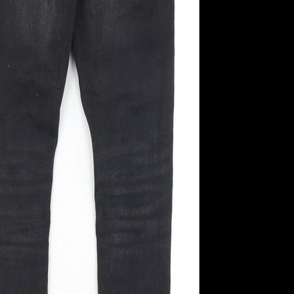 Marks and Spencer Girls Black Cotton Straight Jeans Size 10-11 Years Slim Zip