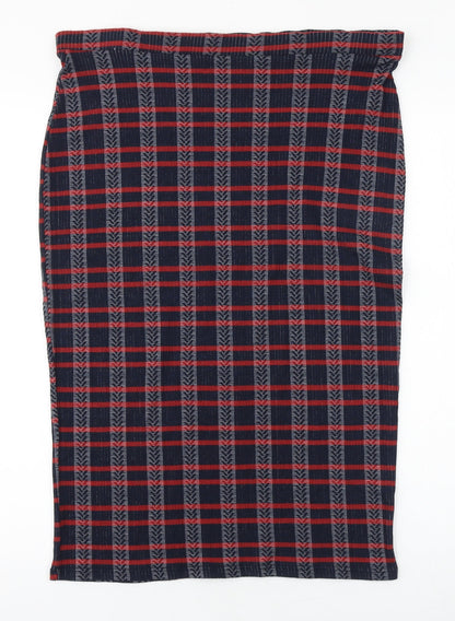 Papaya Womens Blue Plaid Polyester Straight & Pencil Skirt Size 12