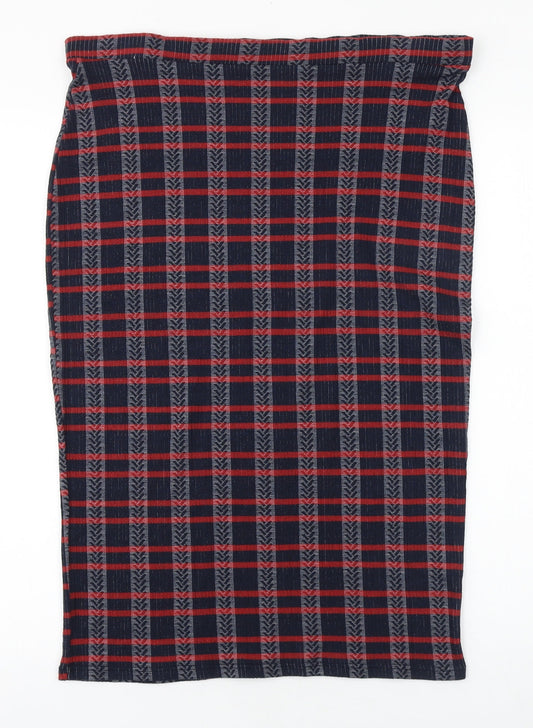 Papaya Womens Blue Plaid Polyester Straight & Pencil Skirt Size 12