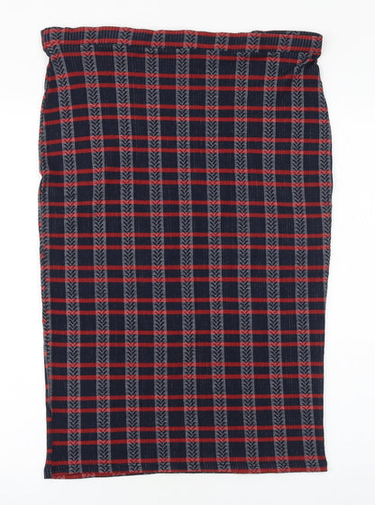 Papaya Womens Blue Plaid Polyester Straight & Pencil Skirt Size 12