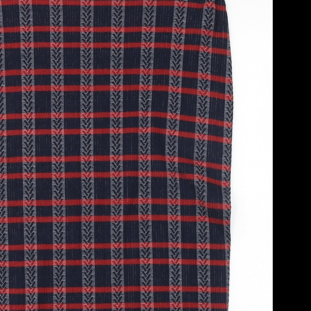 Papaya Womens Blue Plaid Polyester Straight & Pencil Skirt Size 12