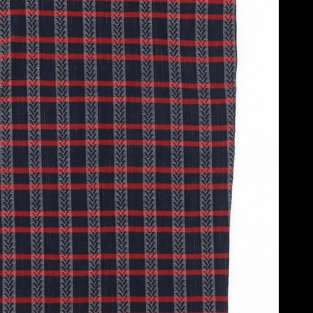 Papaya Womens Blue Plaid Polyester Straight & Pencil Skirt Size 12