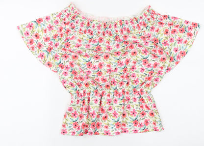 Papaya Womens Multicoloured Floral Polyester Basic Blouse Size 8 Off the Shoulder