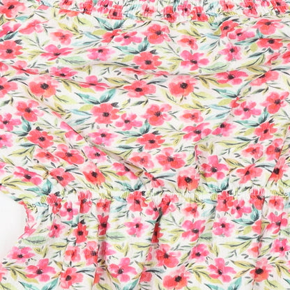 Papaya Womens Multicoloured Floral Polyester Basic Blouse Size 8 Off the Shoulder