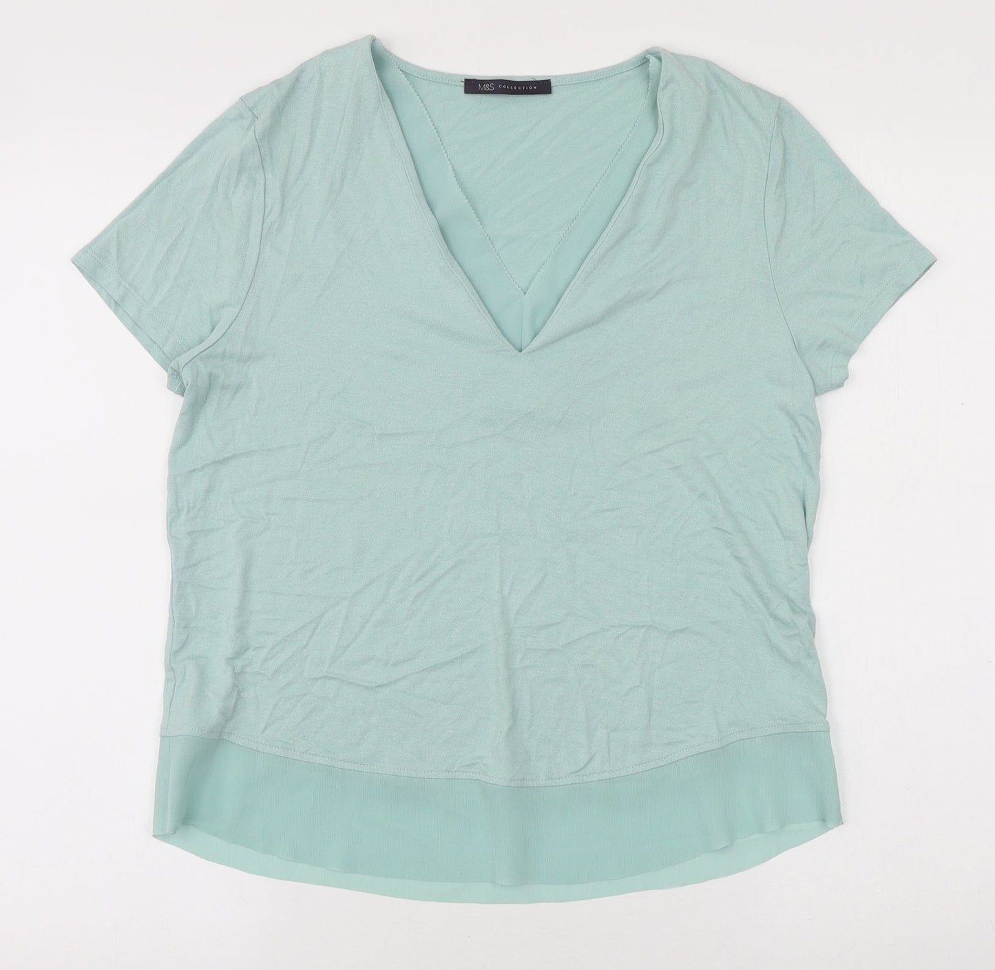 Womens UK Size 10 Marks and Spencer Green Basic T-Shirt