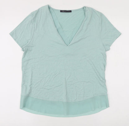 Womens UK Size 10 Marks and Spencer Green Basic T-Shirt