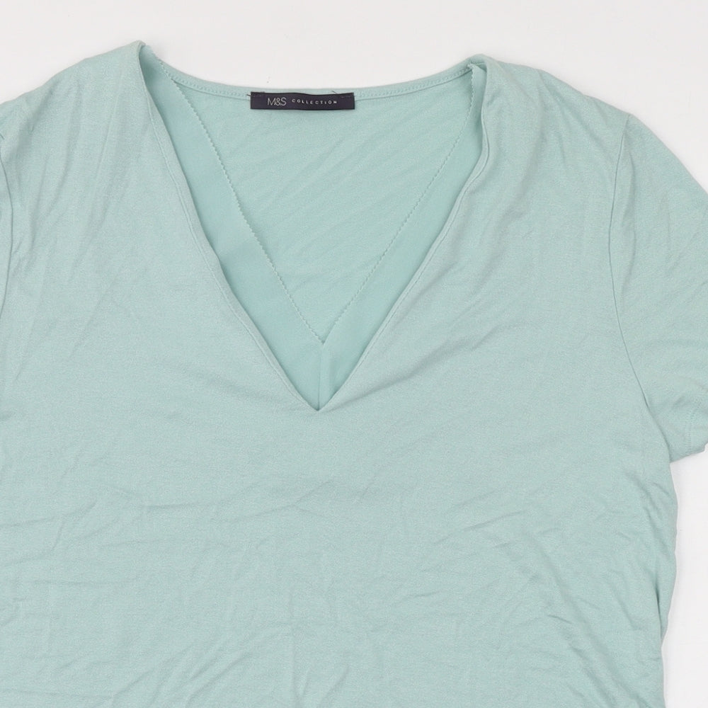 Womens UK Size 10 Marks and Spencer Green Basic T-Shirt