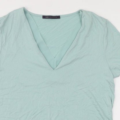 Womens UK Size 10 Marks and Spencer Green Basic T-Shirt