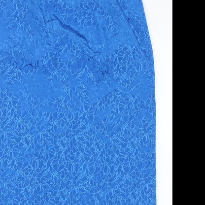 Preworn Womens Blue Geometric Polyester Straight & Pencil Skirt Size 10 Zip