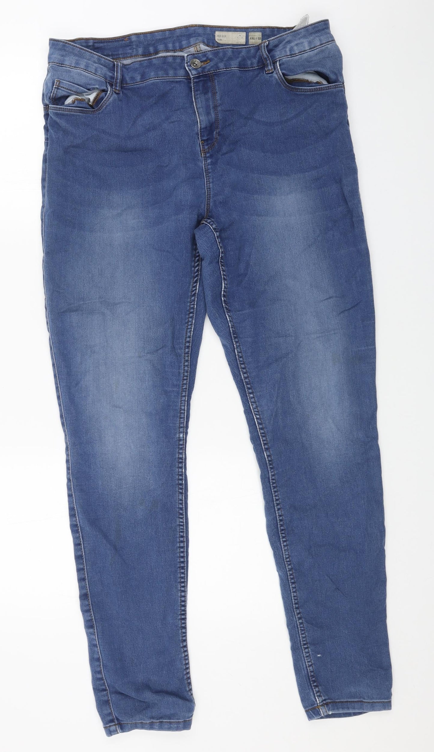 Womens UK Size 2XL Preworn Regular Fit Skinny Blue Jeans