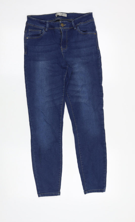 Denim & Co. Womens Blue Cotton Skinny Jeans Size 10 Regular Zip