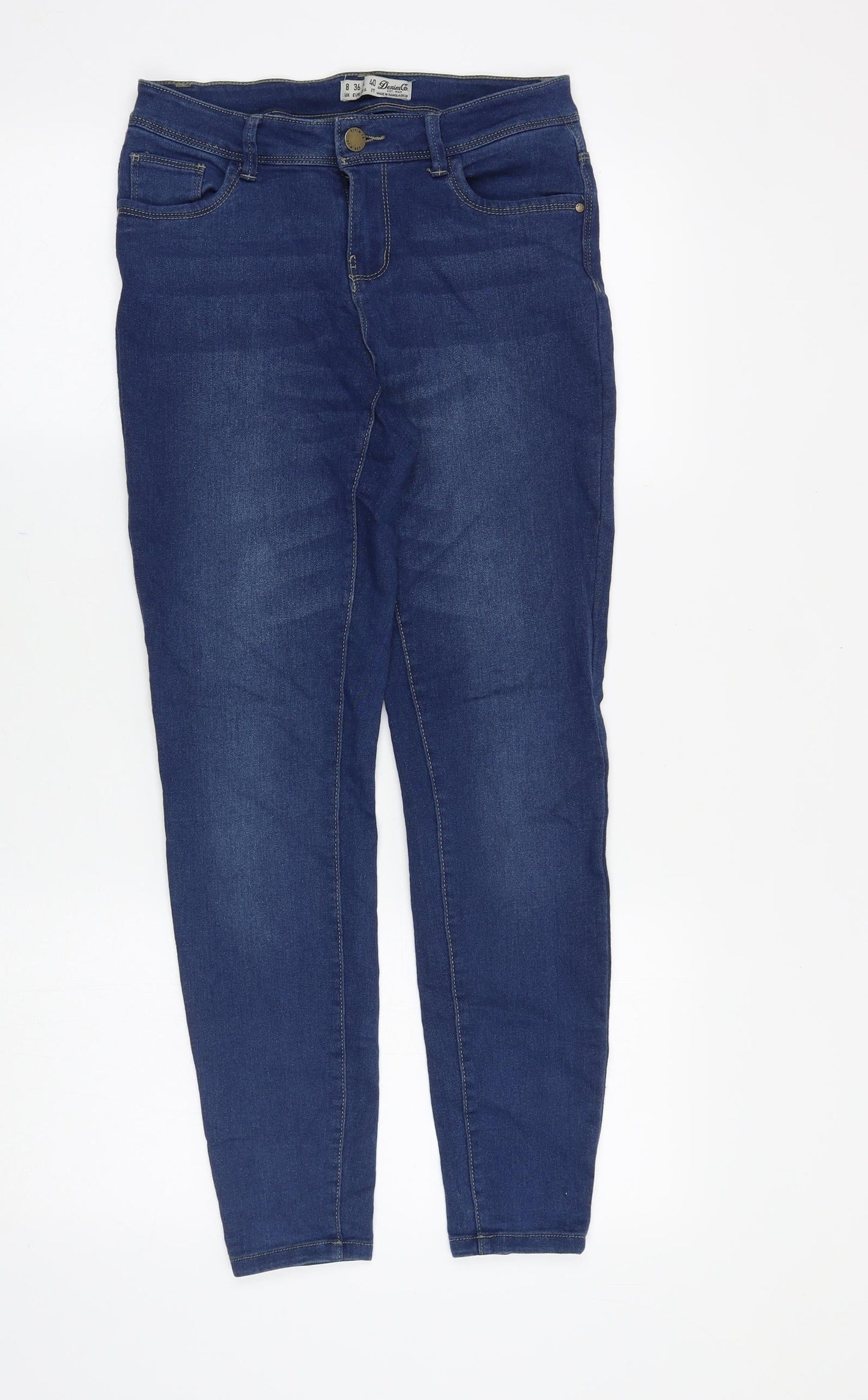 Denim & Co. Womens Blue Cotton Skinny Jeans Size 8 Regular Zip