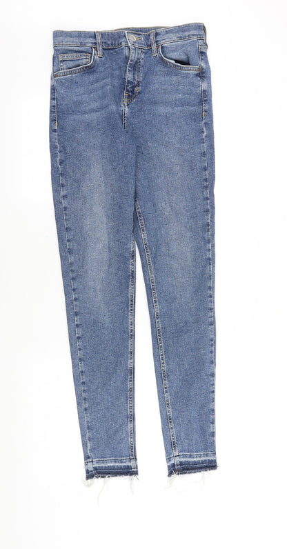 Topshop Womens Blue Cotton Skinny Jeans Size 28 in Slim Zip
