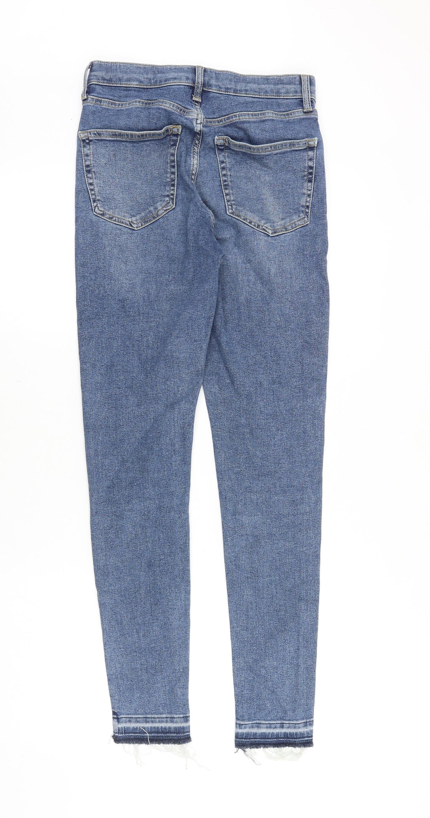 Topshop Womens Blue Cotton Skinny Jeans Size 28 in Slim Zip