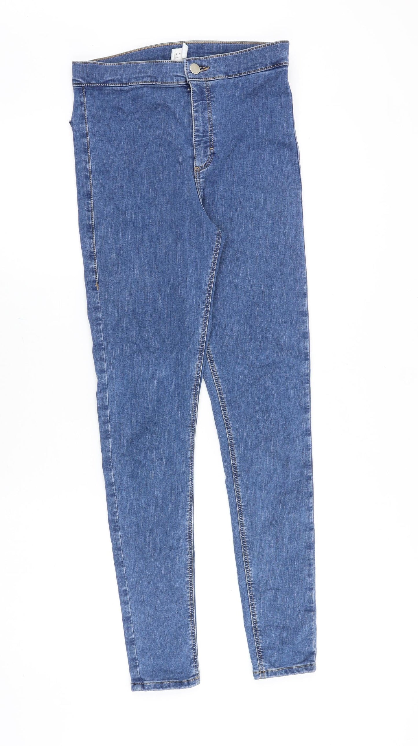 Topshop Womens Blue Cotton Skinny Jeans Size 28 in Slim Zip