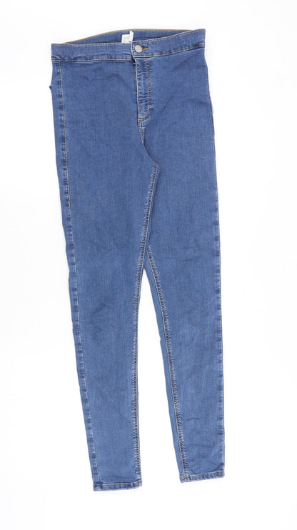 Topshop Womens Blue Cotton Skinny Jeans Size 28 in Slim Zip
